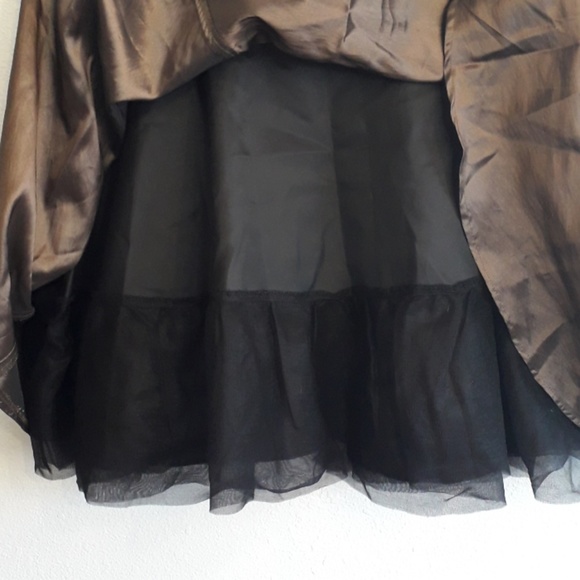 Bisou Bisou Plus Bronze Metallic Satin Skirt with Black Crinoline - Picture 4 of 7